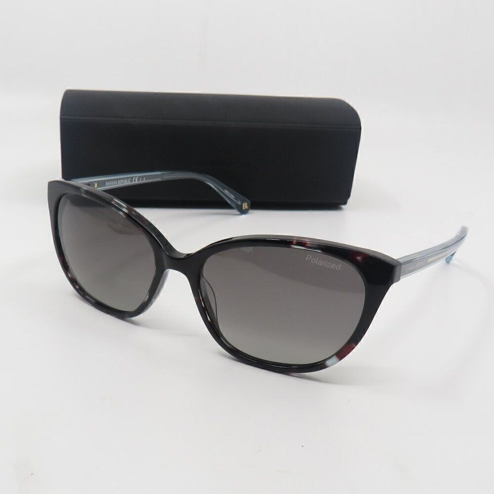Banana Republic BR2001/S Polarized Cat Eye Sunglasses Black Havana Grey Gradient